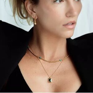 AUREUM Collective Sage Gold Pendant Necklace in Malachite Green